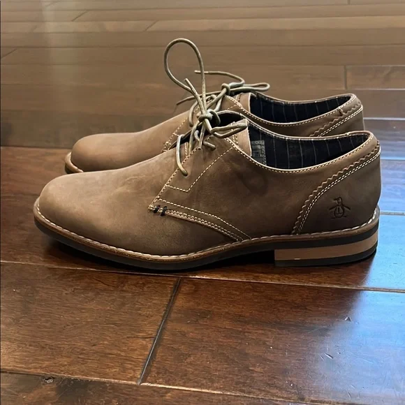 Penguin Men's Brown Leather Shoes size 10.5 - Picture 1 of 8
